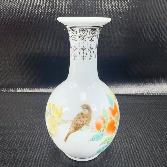 Zhongguo Jingdezen Zhi Bottle Bud Vase Fine Porcelain Vase Birds Flowers VTG - Picture 8 of 9